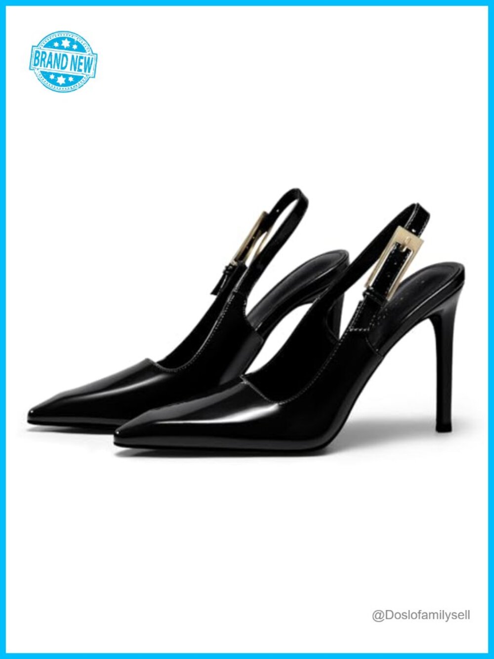 Coutgo Women's Slingback High Heels Pointed Toe Stilettos Patent Leather Pumps